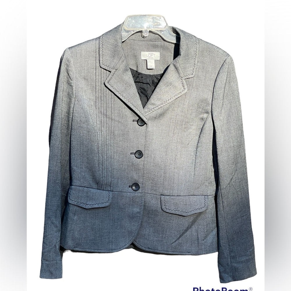 Ann Taylor Loft Petites Jacket Button Up Woman’s Size 12P Padded 2 Pockets Gray